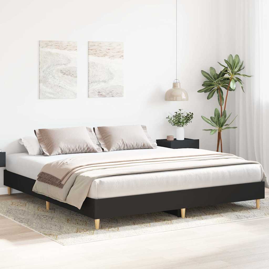 Bed Frame No Mattress Black 200x200 cm Engineered Wood
