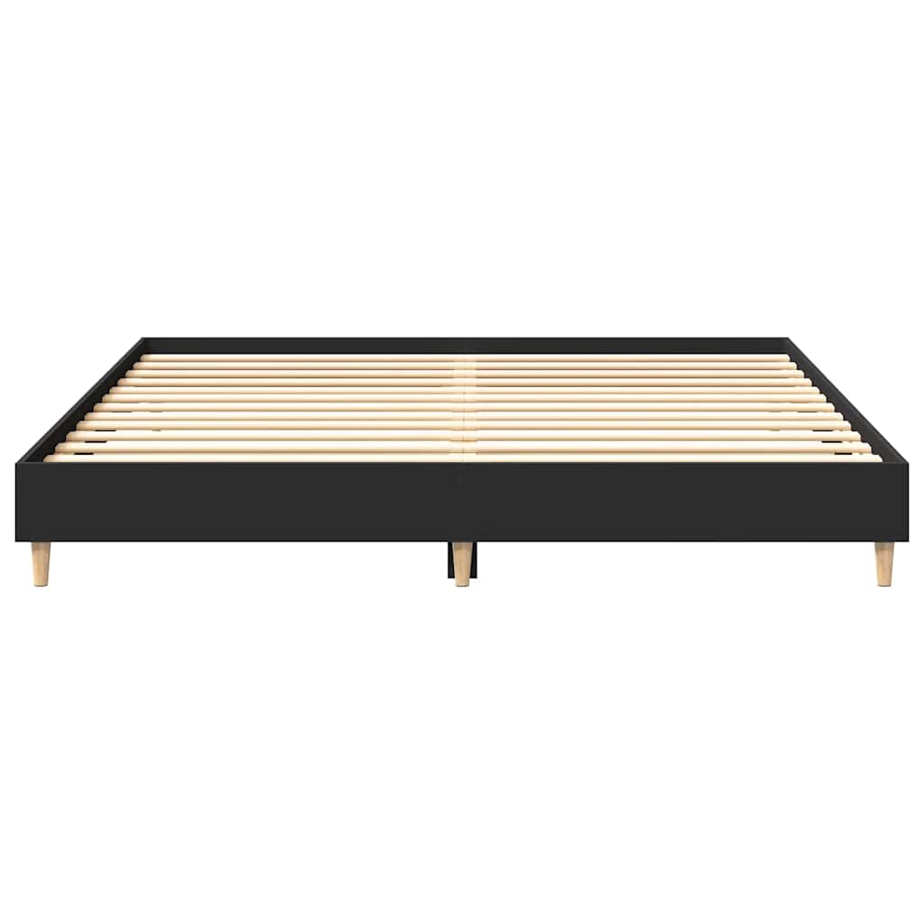 Bed Frame No Mattress Black 200x200 cm Engineered Wood