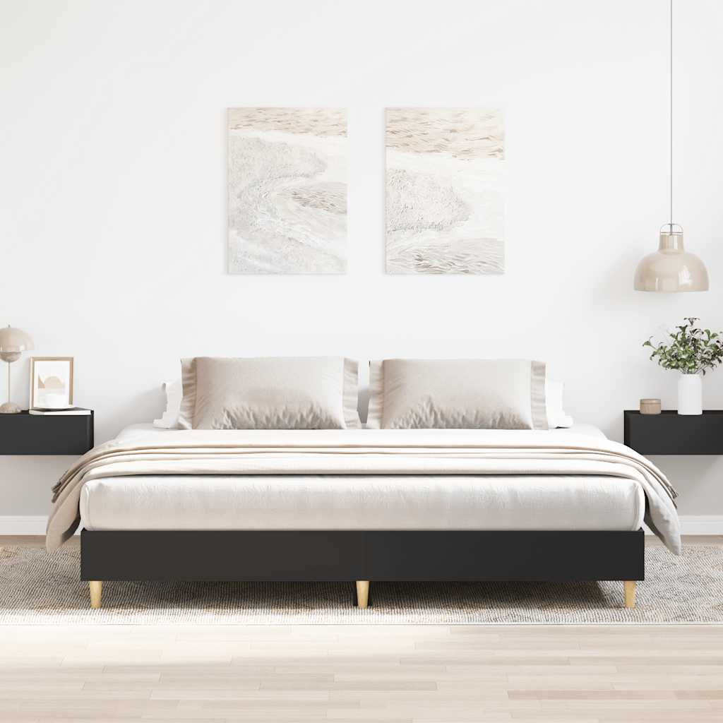 Bed Frame No Mattress Black 200x200 cm Engineered Wood