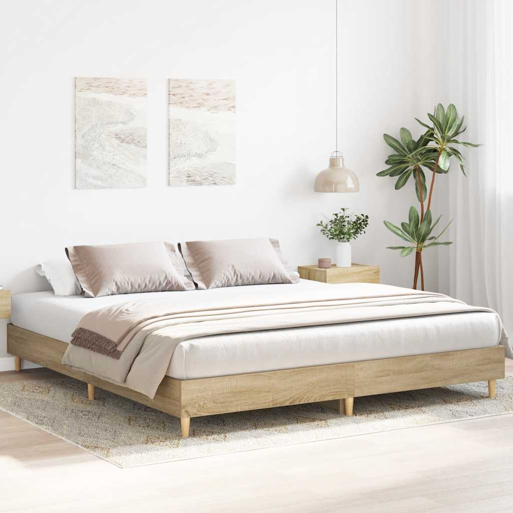 Bed Frame No Mattress Sonoma Oak 200x200 cm Engineered Wood