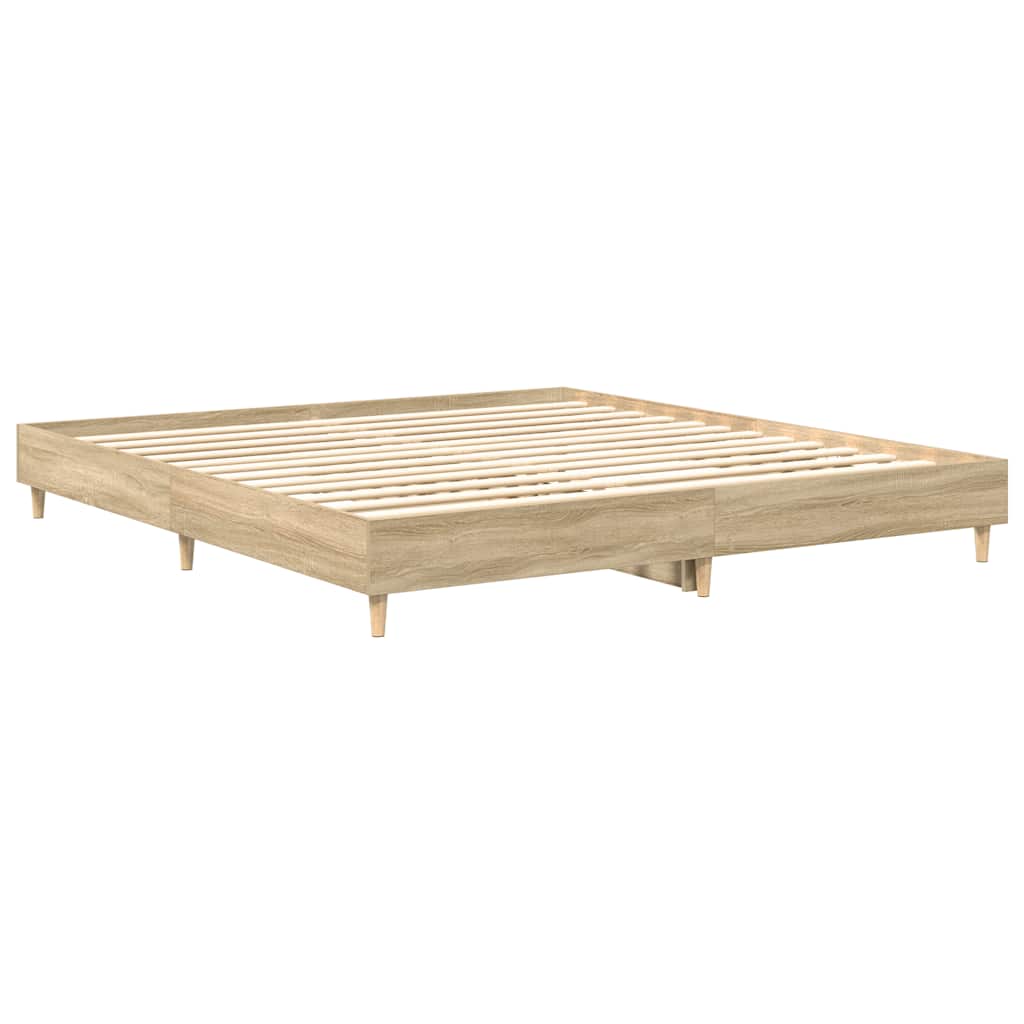 Bed Frame No Mattress Sonoma Oak 200x200 cm Engineered Wood