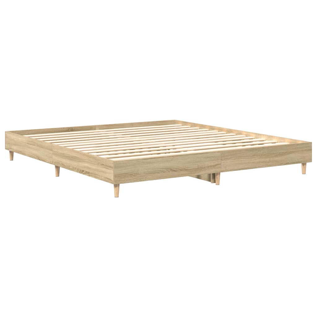 Bed Frame No Mattress Sonoma Oak 200x200 cm Engineered Wood