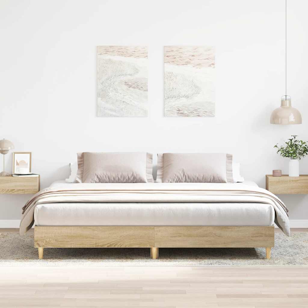 Bed Frame No Mattress Sonoma Oak 200x200 cm Engineered Wood