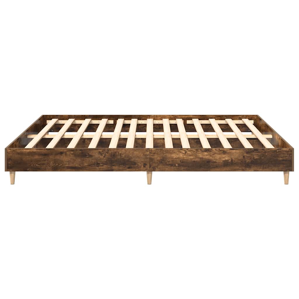Bed Frame No Mattress Smoked Oak 200x200 cm Engineered Wood