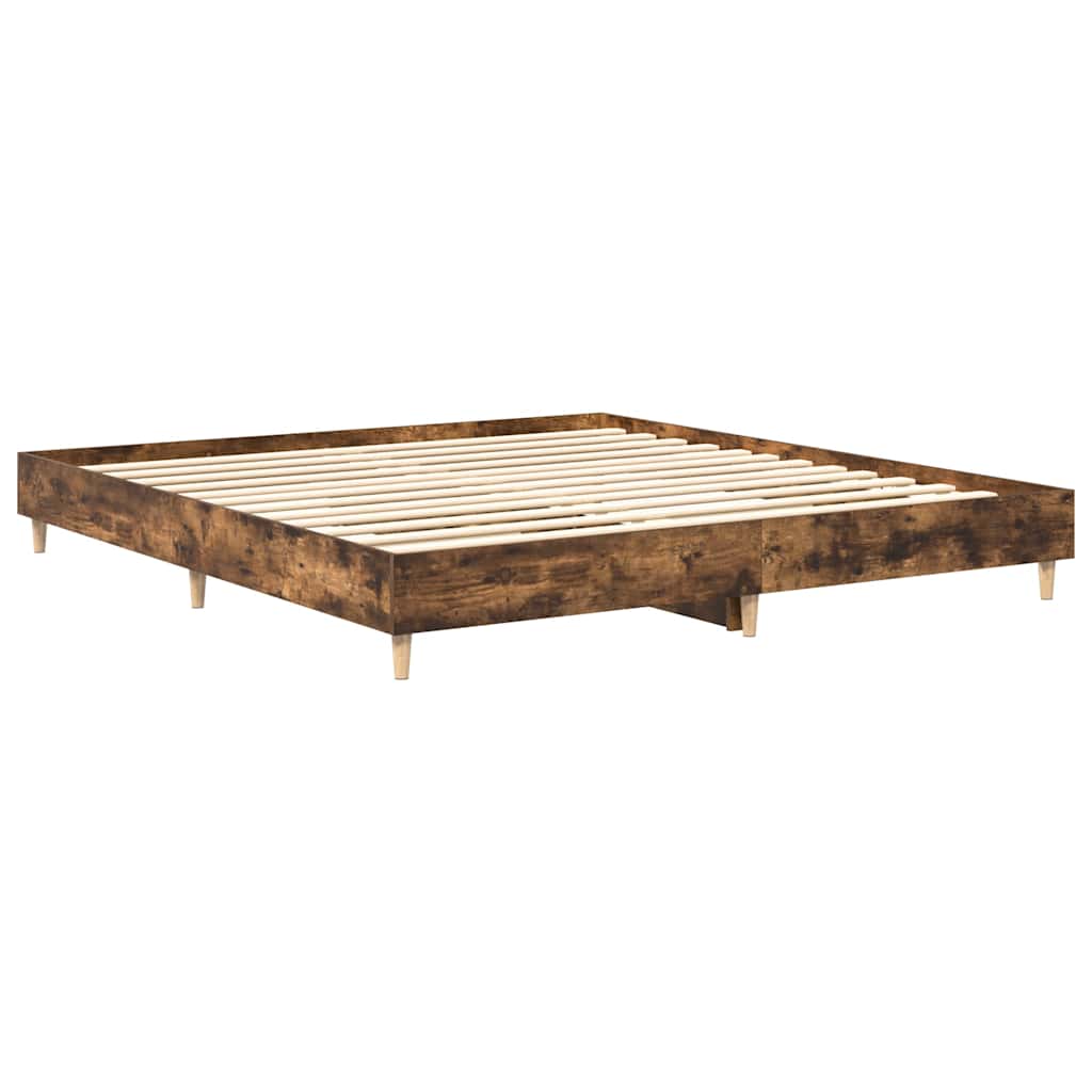 Bed Frame No Mattress Smoked Oak 200x200 cm Engineered Wood
