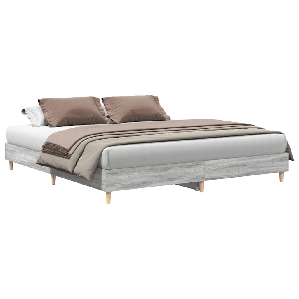 Bed Frame No Mattress Grey Sonoma 200x200 cm Engineered Wood