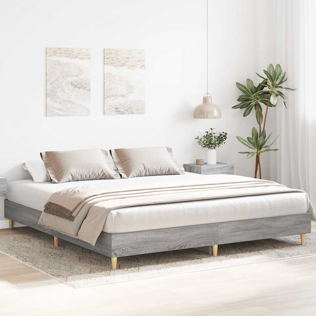 Bed Frame No Mattress Grey Sonoma 200x200 cm Engineered Wood