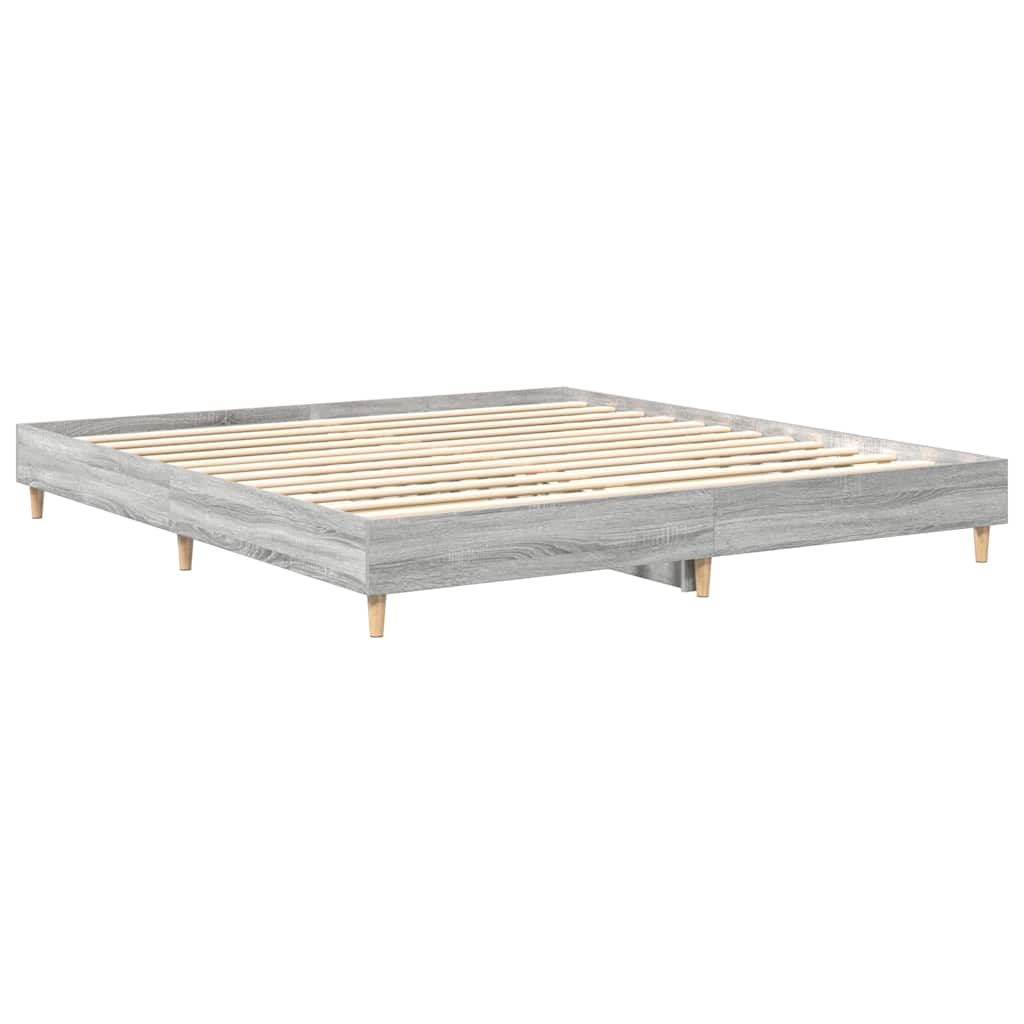 Bed Frame No Mattress Grey Sonoma 200x200 cm Engineered Wood