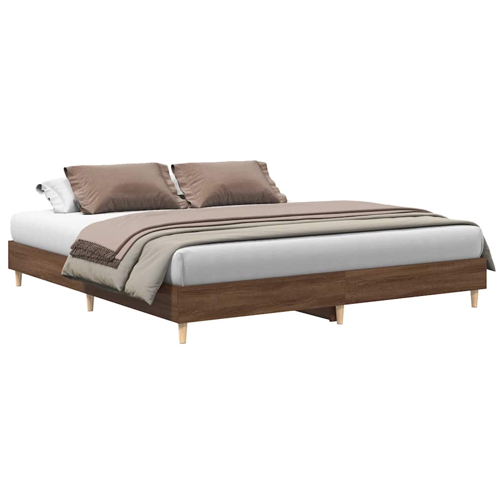 Bed Frame No Mattress Brown Oak 200x200 cm Engineered Wood
