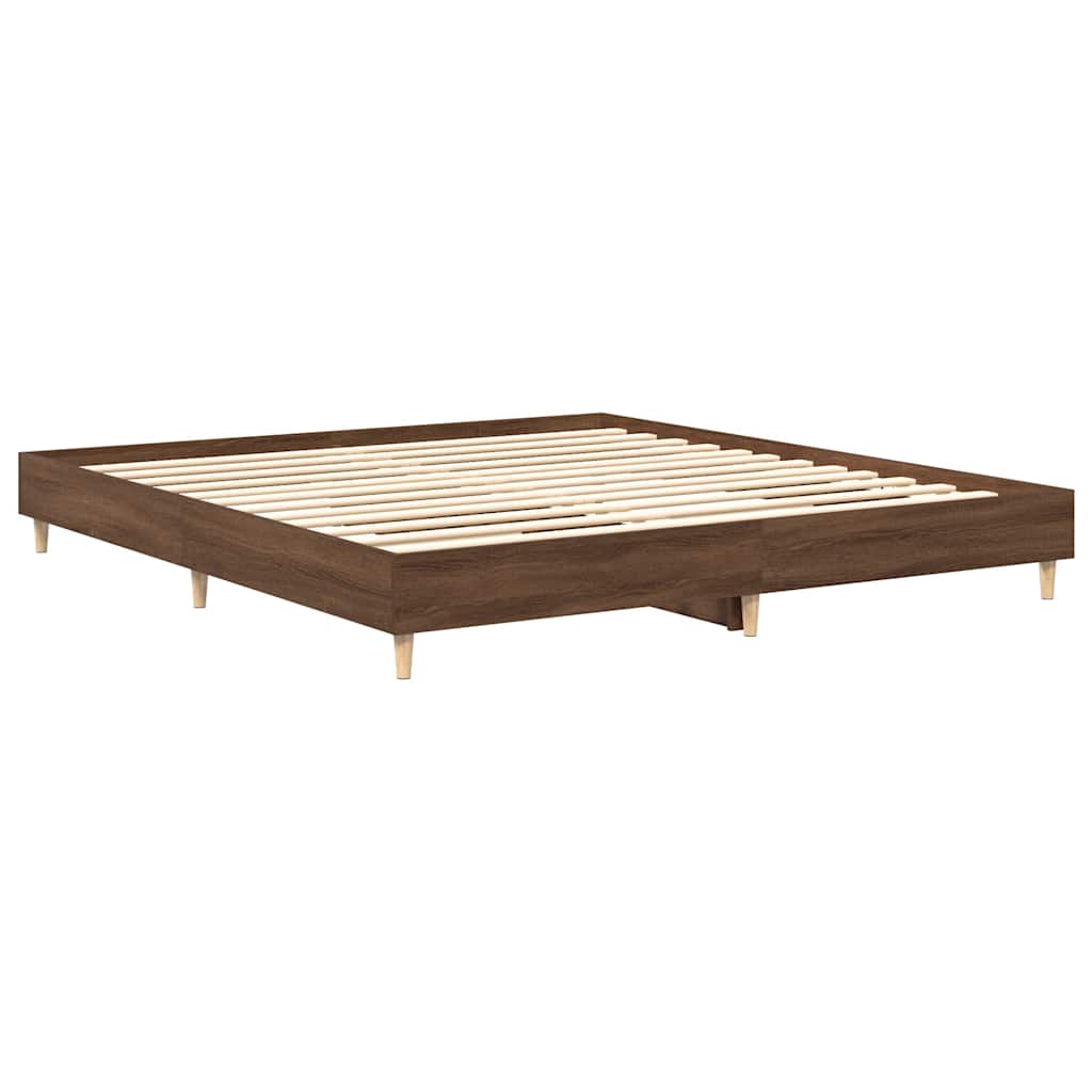 Bed Frame No Mattress Brown Oak 200x200 cm Engineered Wood