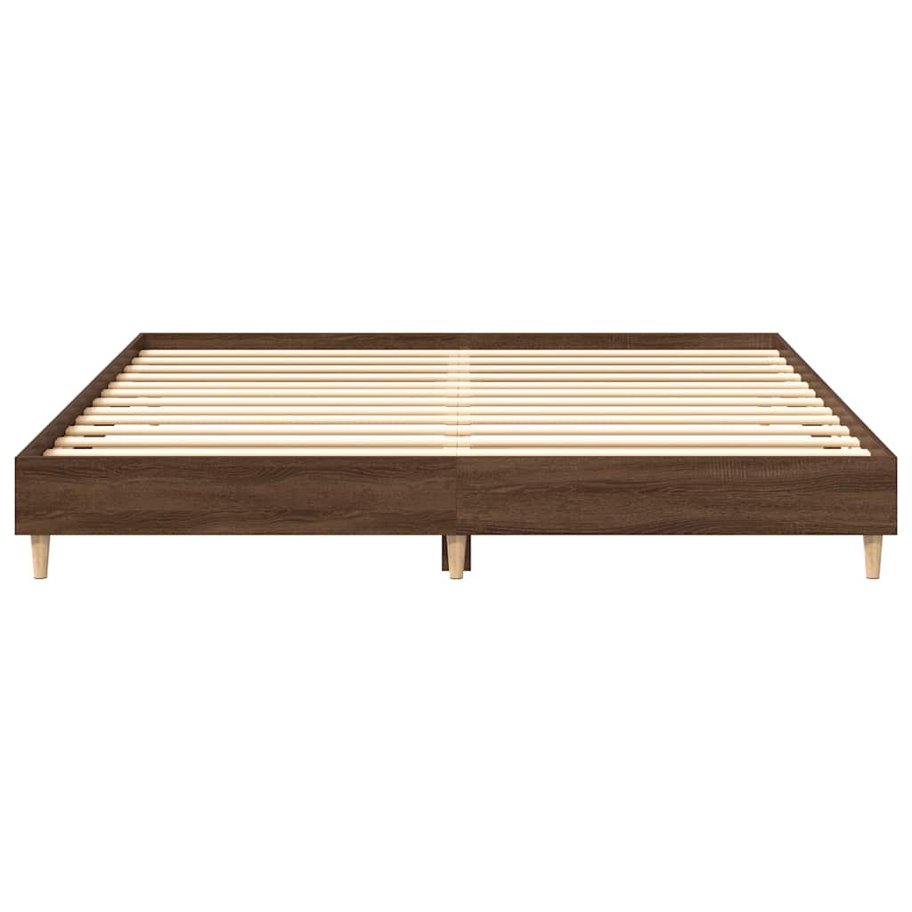 Bed Frame No Mattress Brown Oak 200x200 cm Engineered Wood