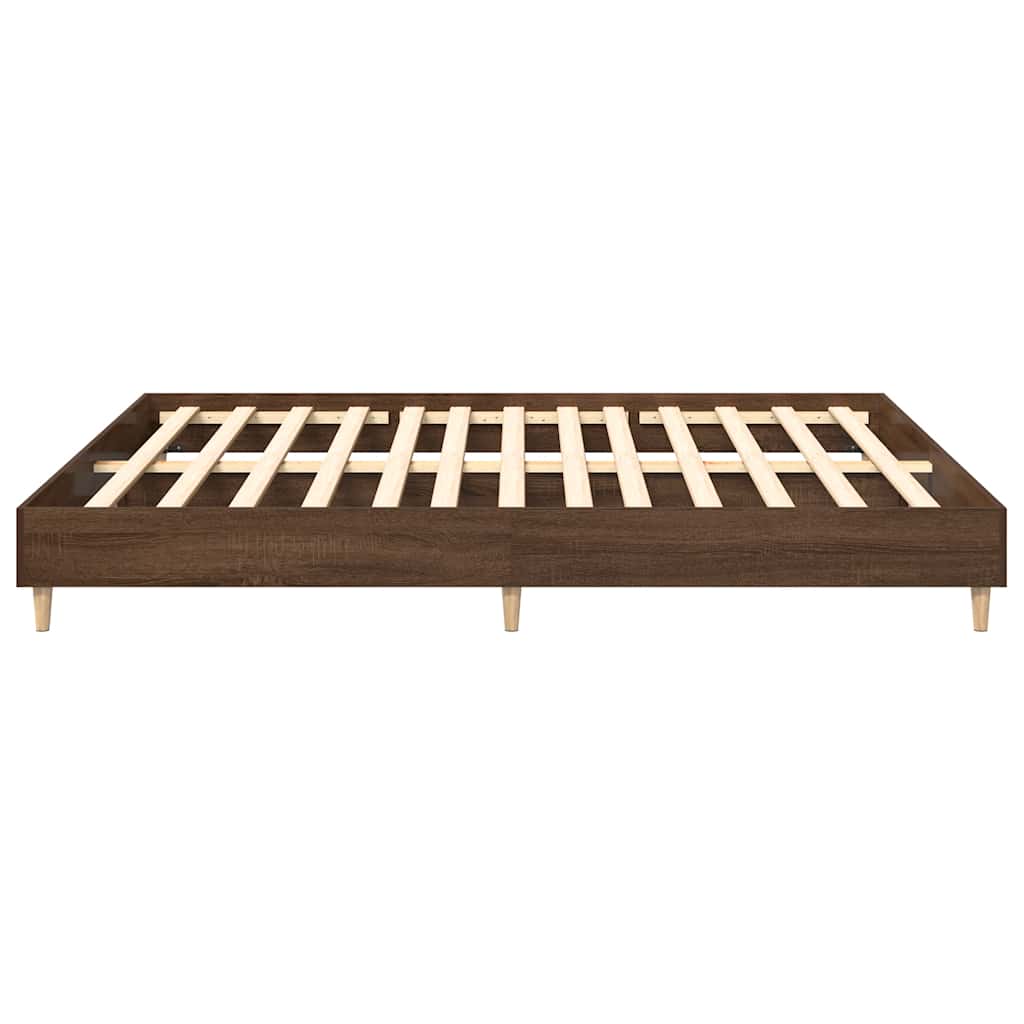 Bed Frame No Mattress Brown Oak 200x200 cm Engineered Wood
