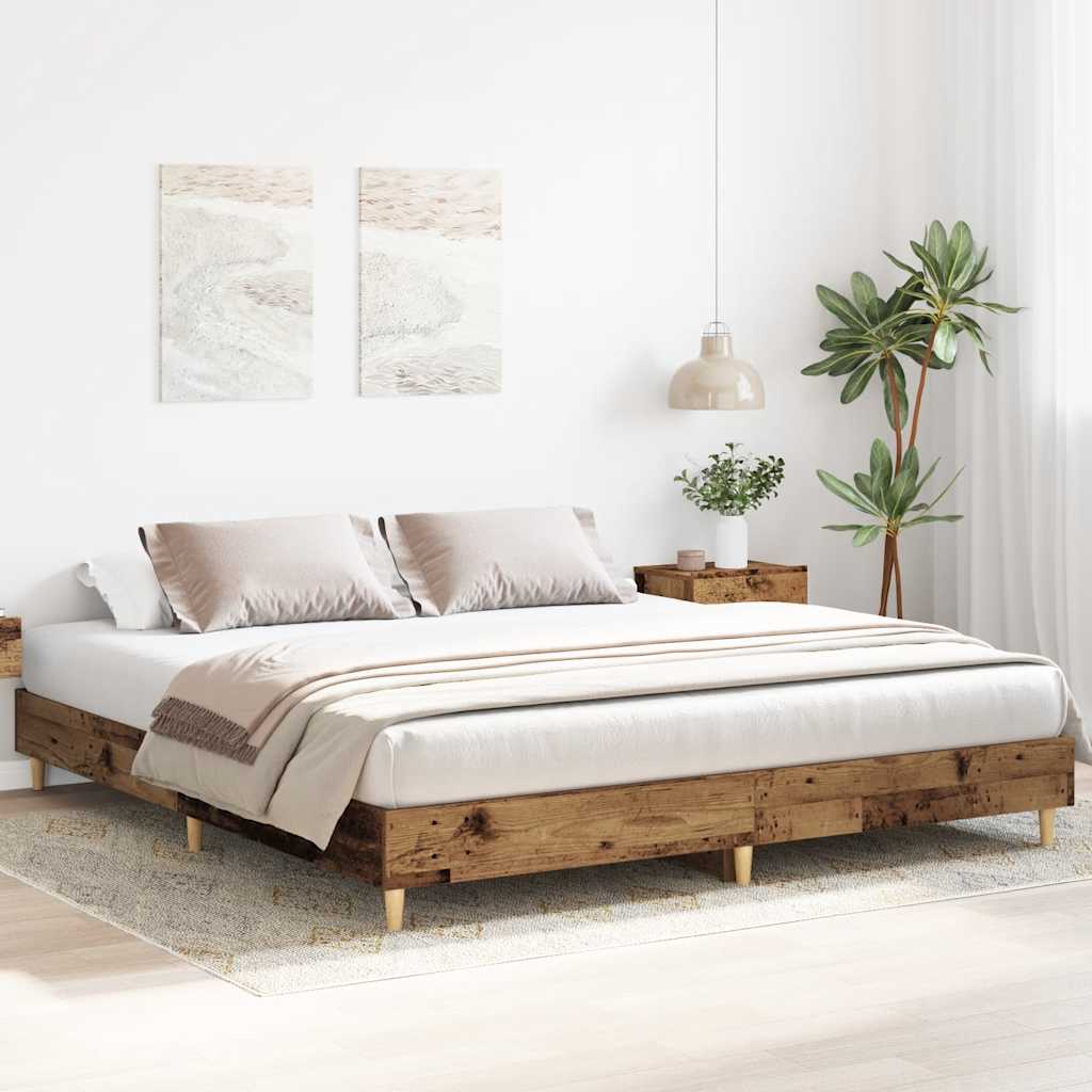 Bed Frame No Mattress Old Wood 200x200 cm Engineered Wood