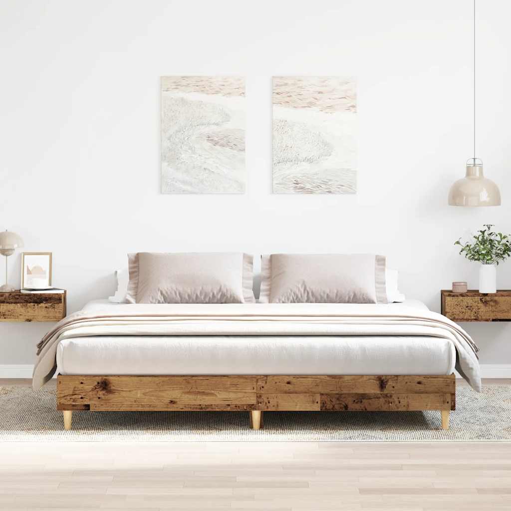 Bed Frame No Mattress Old Wood 200x200 cm Engineered Wood