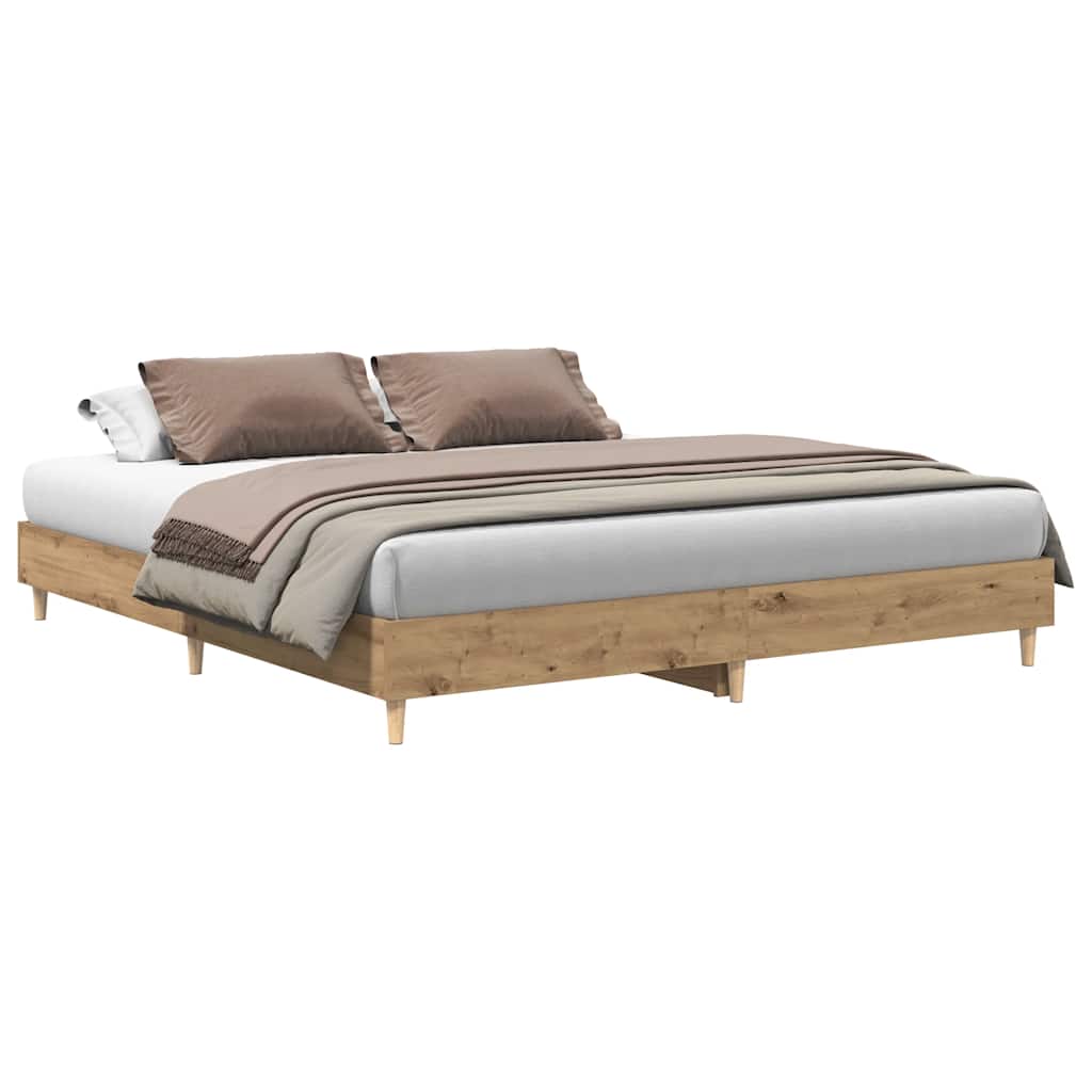 Bed Frame No Mattress Artisan Oak 200x200 cm Engineered Wood