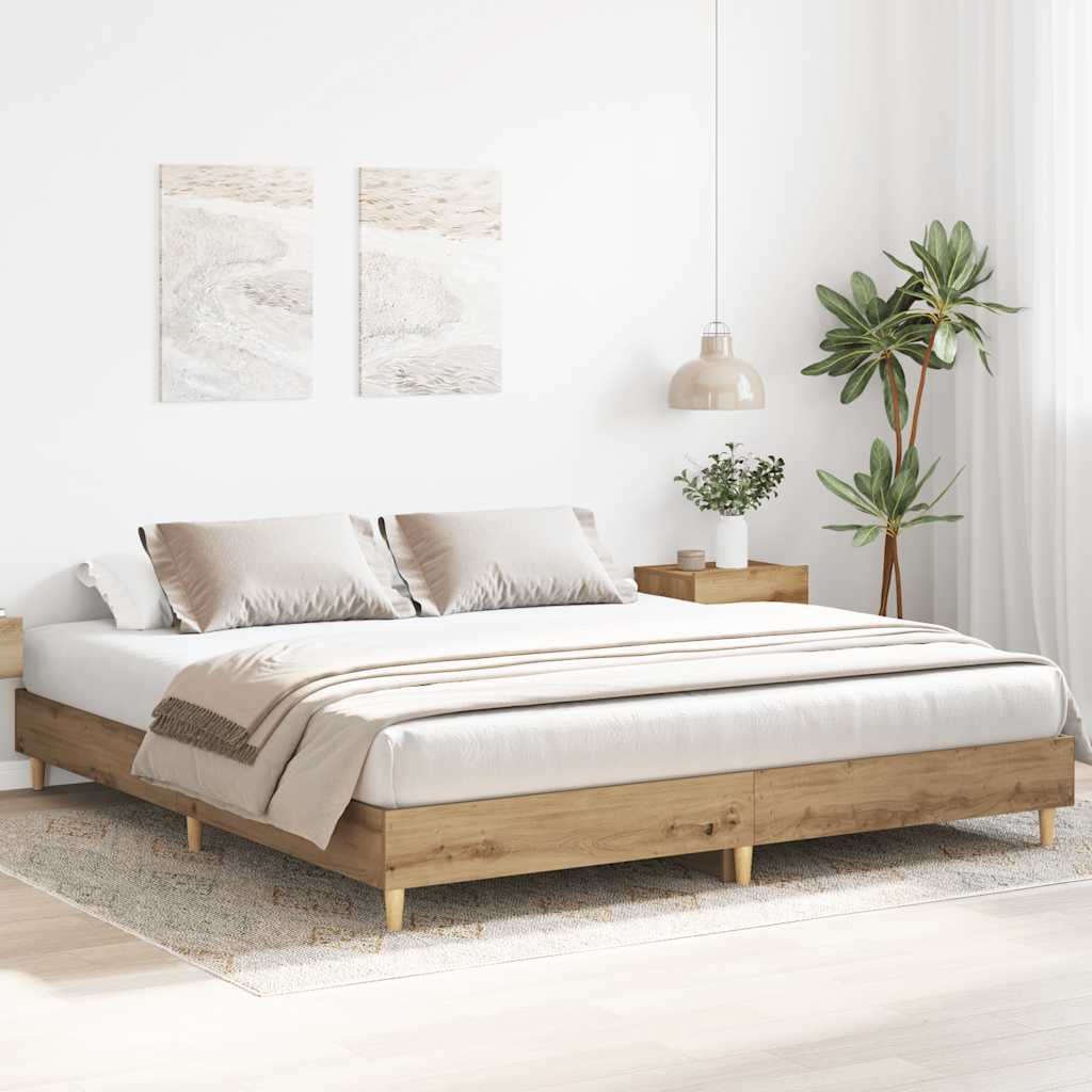 Bed Frame No Mattress Artisan Oak 200x200 cm Engineered Wood