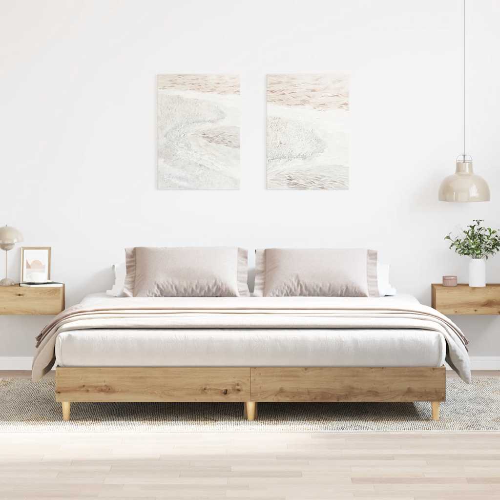 Bed Frame No Mattress Artisan Oak 200x200 cm Engineered Wood