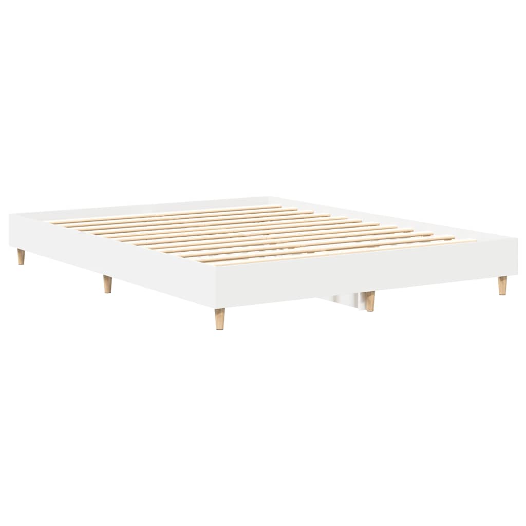 Bed Frame No Mattress White 150x200 cm King Size Engineered Wood