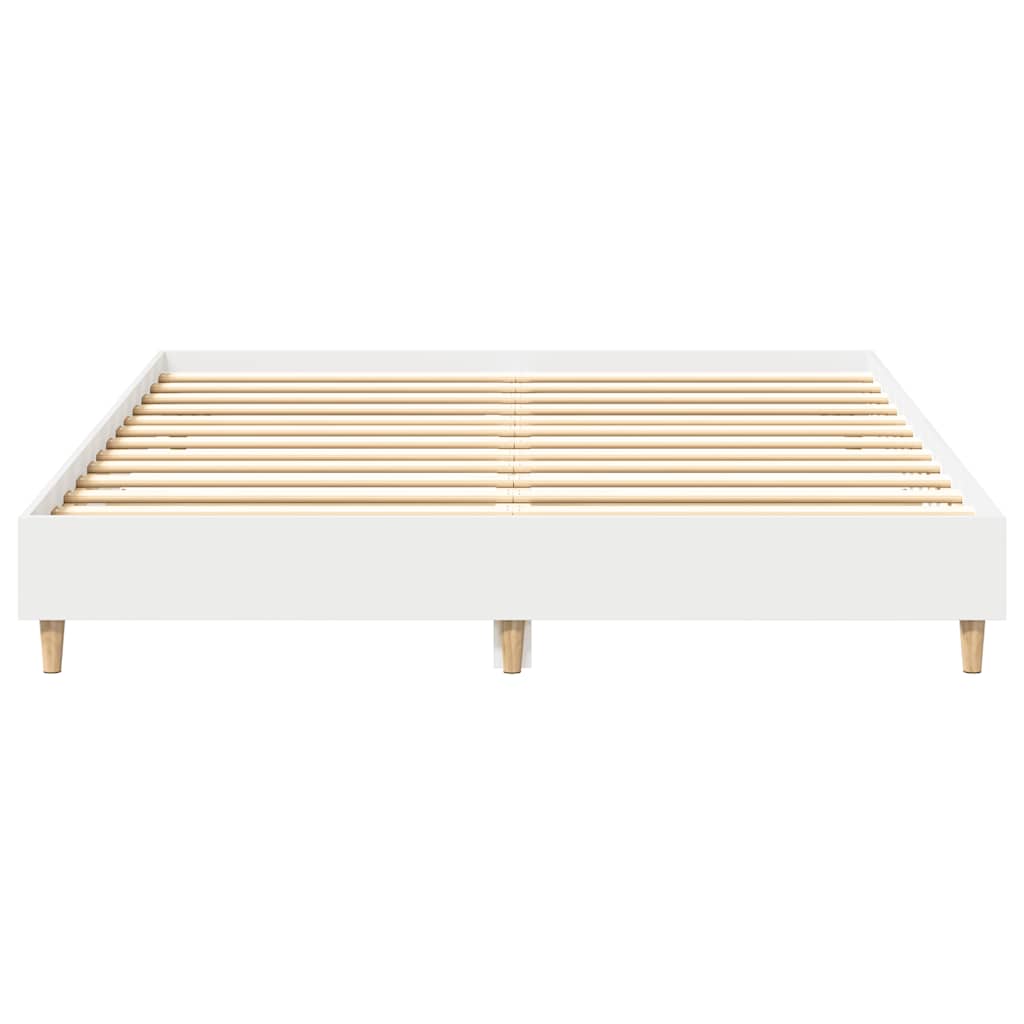 Bed Frame No Mattress White 150x200 cm King Size Engineered Wood