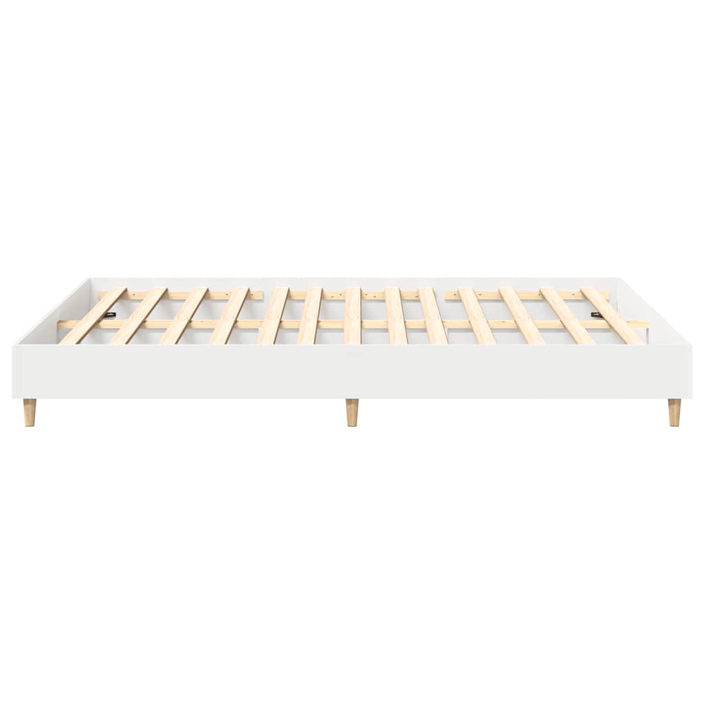 Bed Frame No Mattress White 150x200 cm King Size Engineered Wood