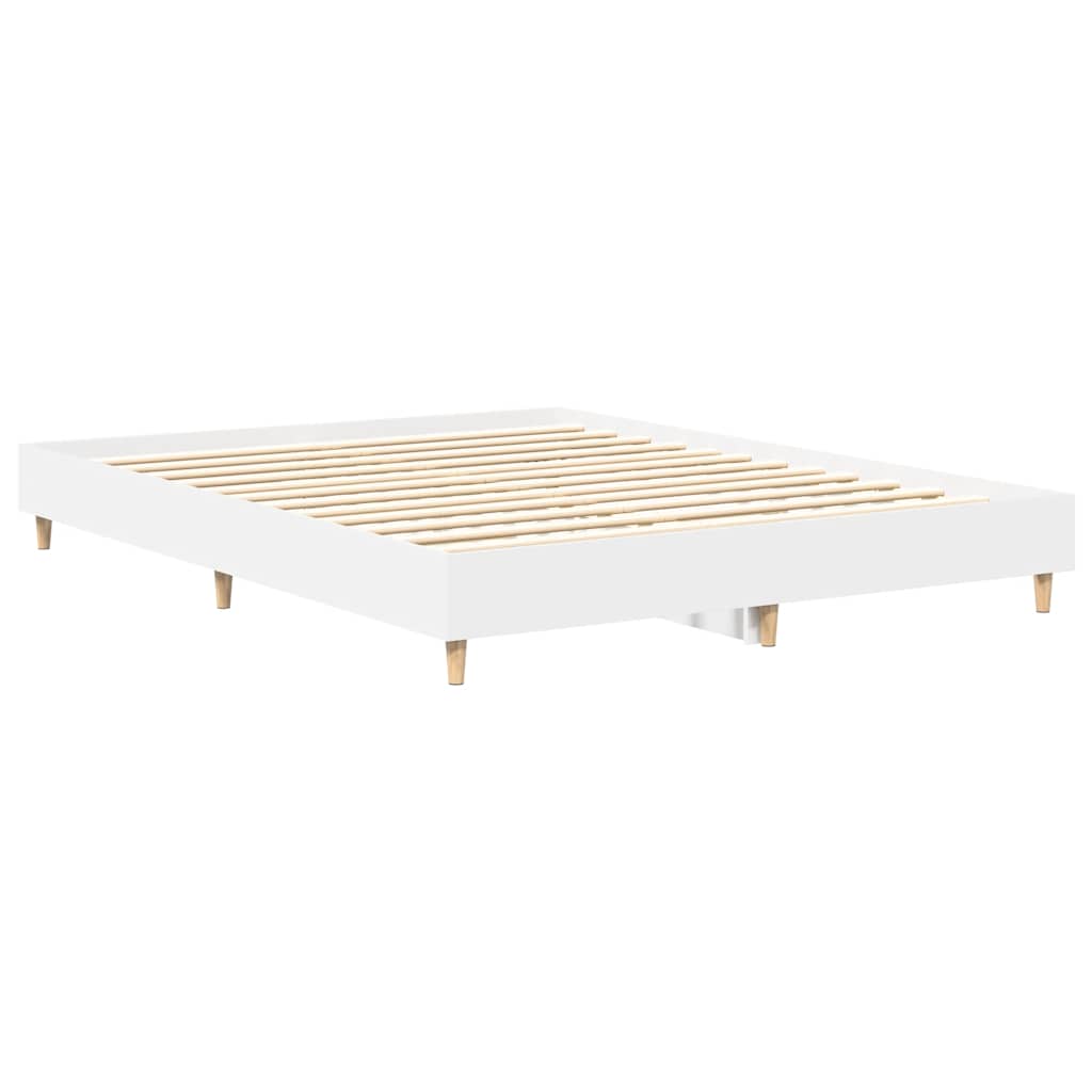 Bed Frame No Mattress White 150x200 cm King Size Engineered Wood
