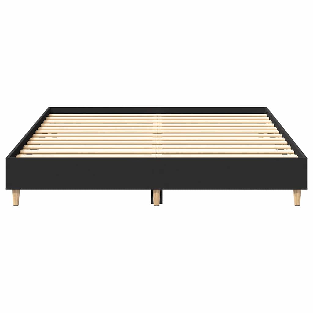 Bed Frame No Mattress Black 150x200 cm King Size Engineered Wood
