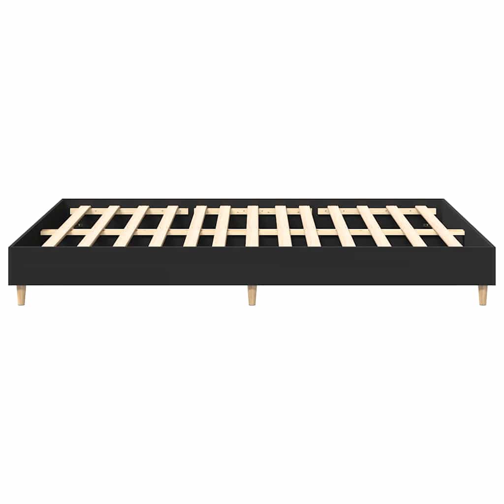 Bed Frame No Mattress Black 150x200 cm King Size Engineered Wood