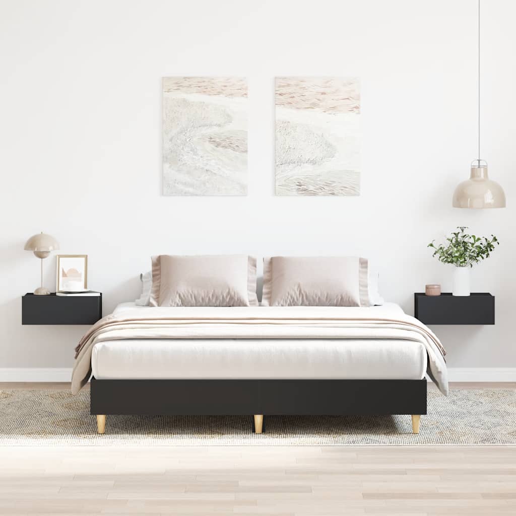 Bed Frame No Mattress Black 150x200 cm King Size Engineered Wood