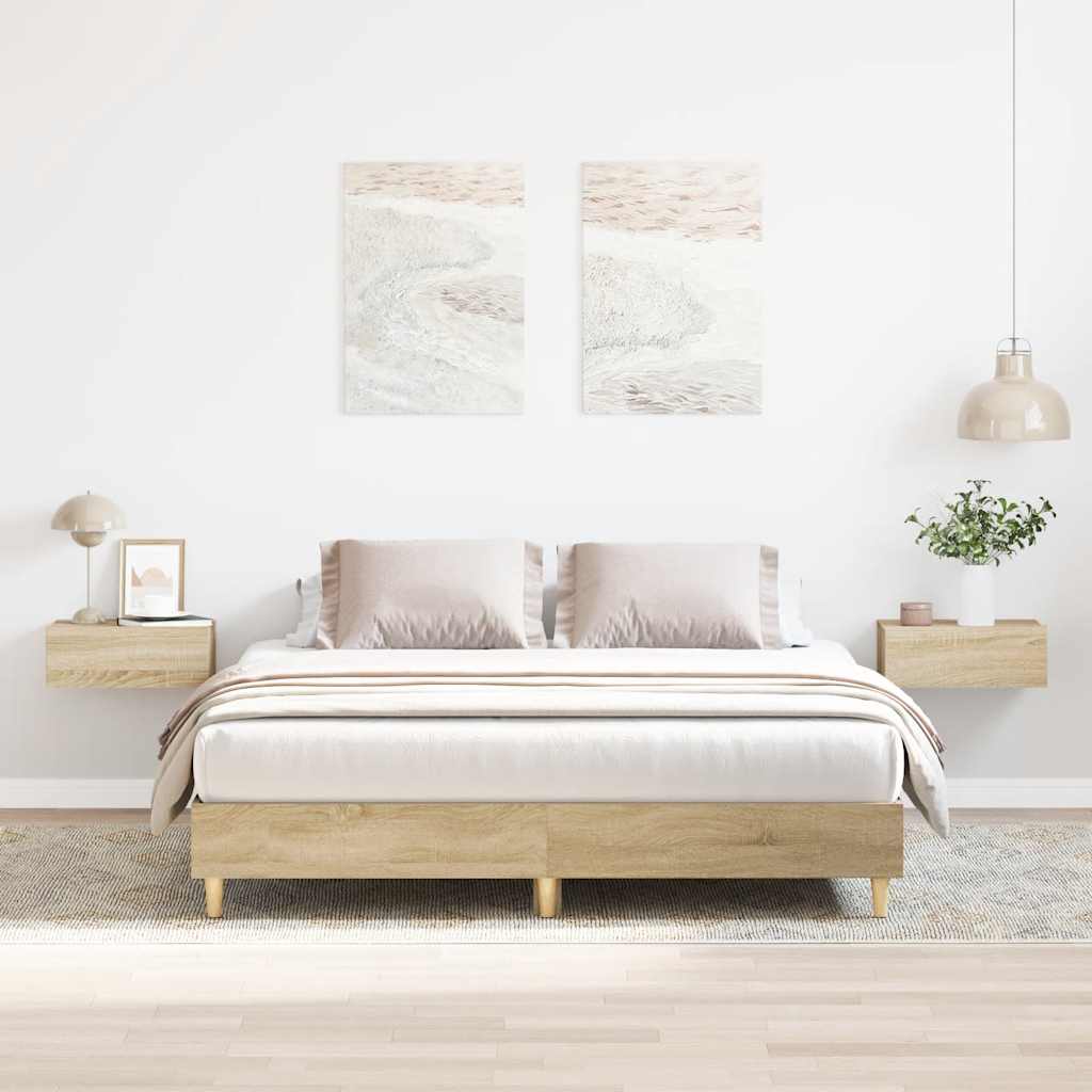 Bed Frame No Mattress Sonoma Oak 150x200 cm King Size Engineered Wood