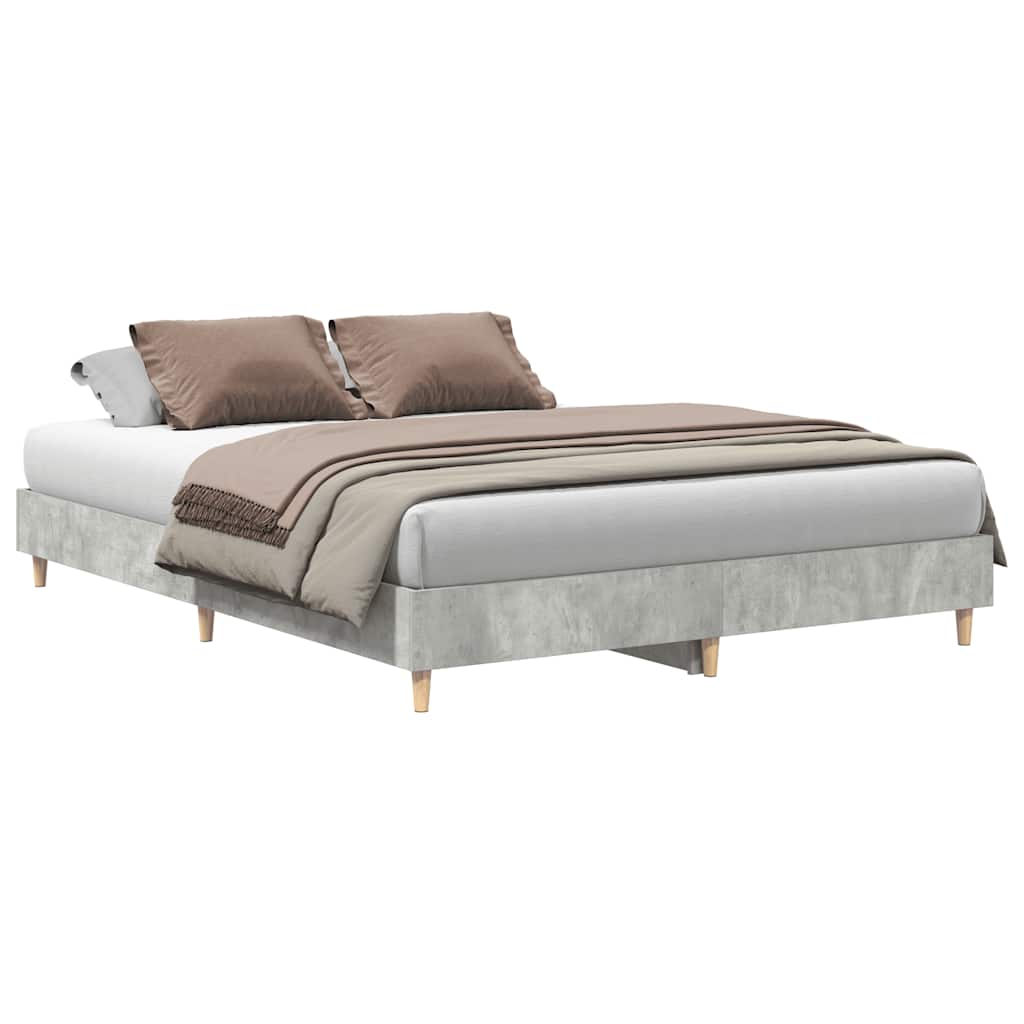Bed Frame No Mattress Concrete Grey 150x200 cm King Size Engineered Wood