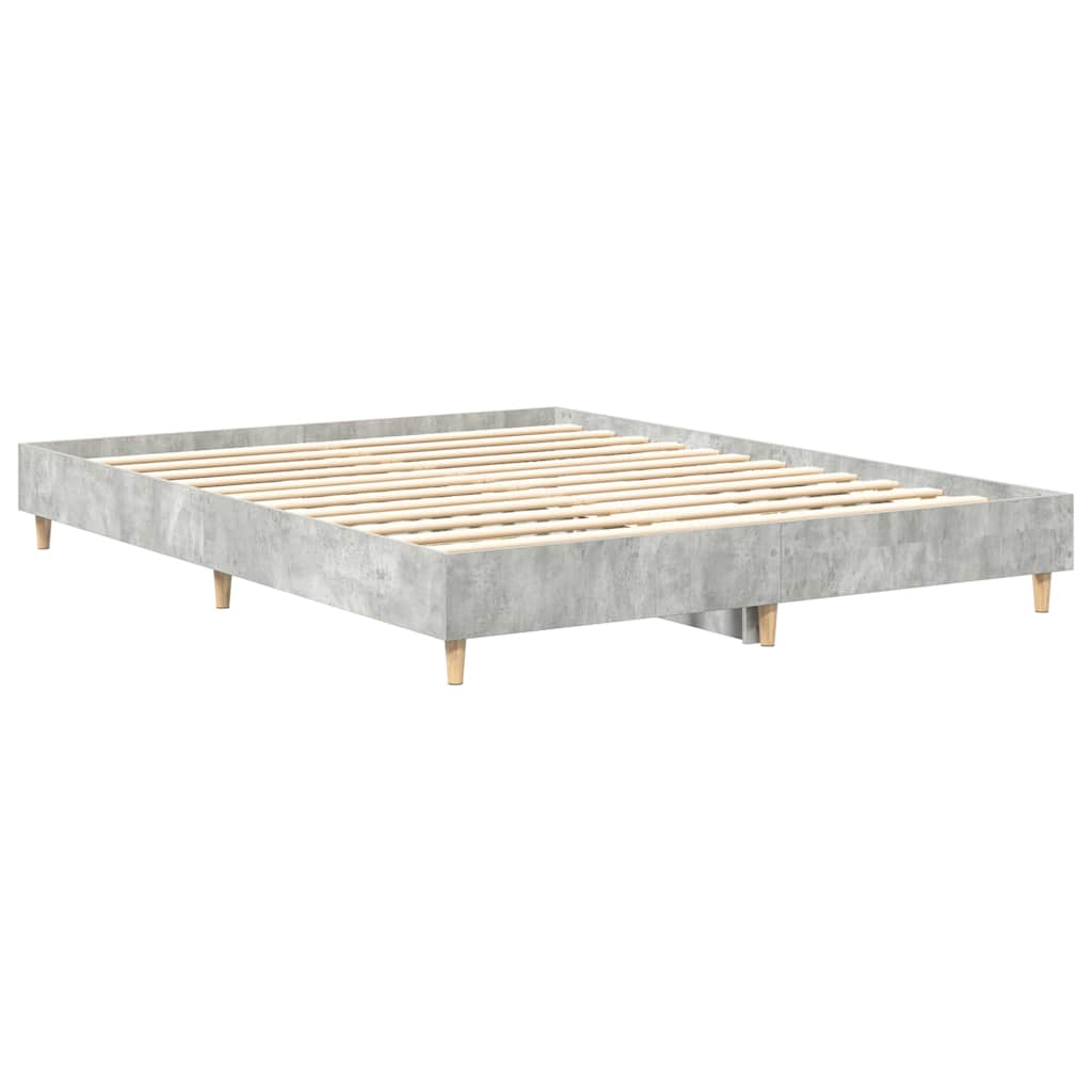 Bed Frame No Mattress Concrete Grey 150x200 cm King Size Engineered Wood