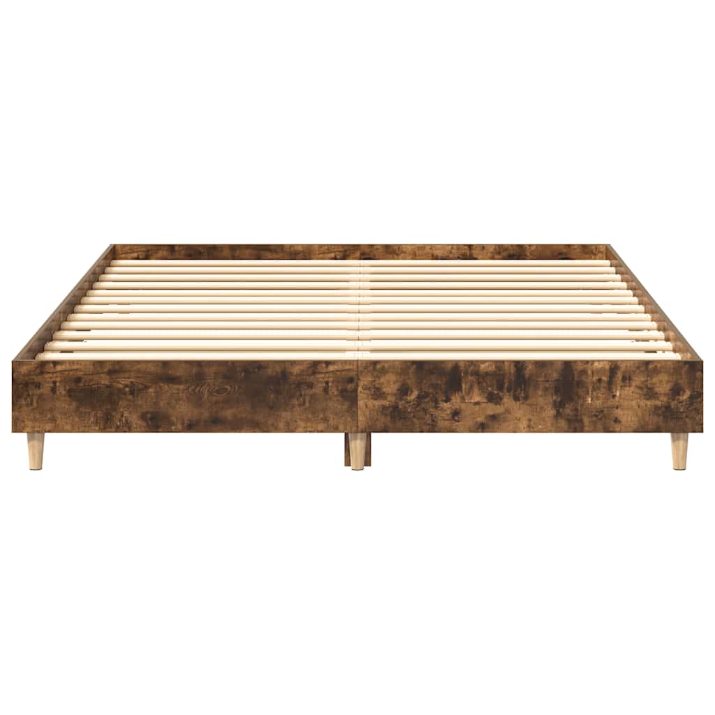Bed Frame No Mattress Smoked Oak 150x200 cm King Size Engineered Wood