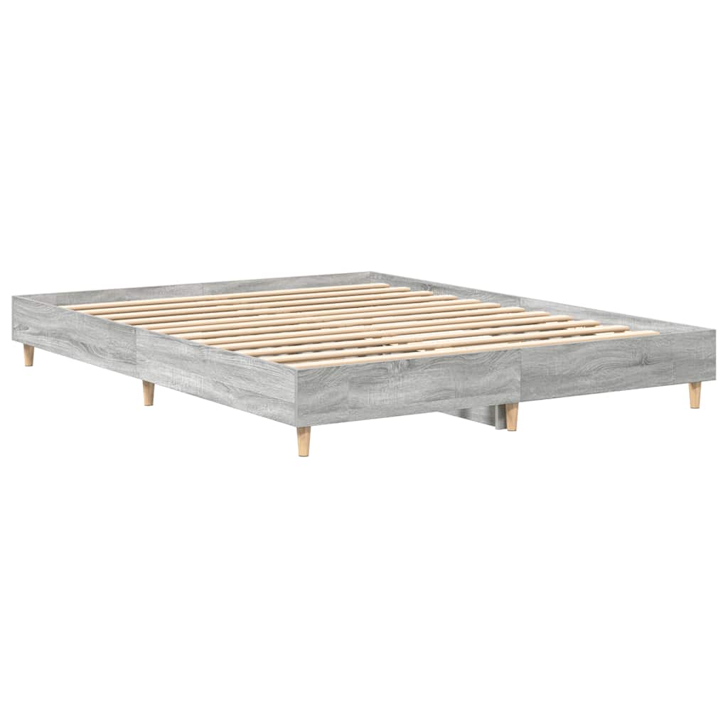 Bed Frame No Mattress Grey Sonoma 150x200 cm King Size Engineered Wood