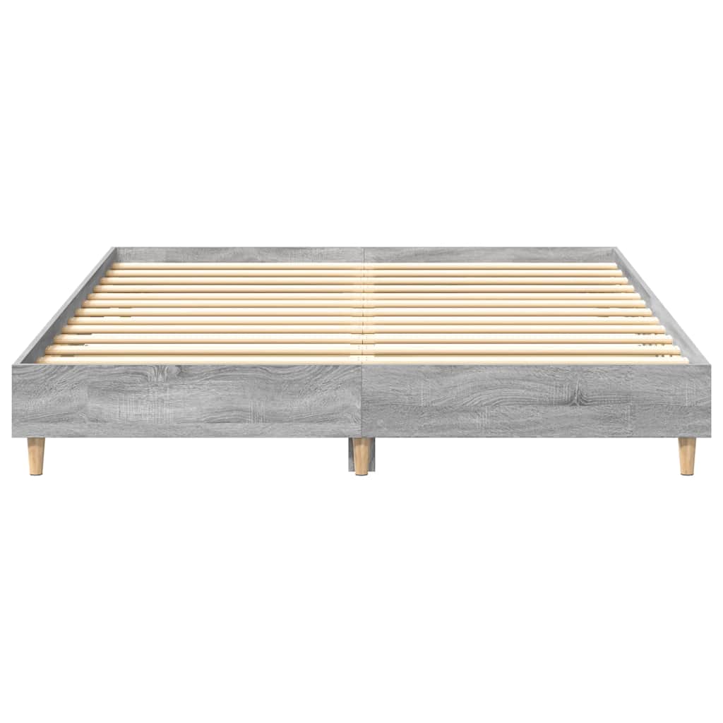 Bed Frame No Mattress Grey Sonoma 150x200 cm King Size Engineered Wood