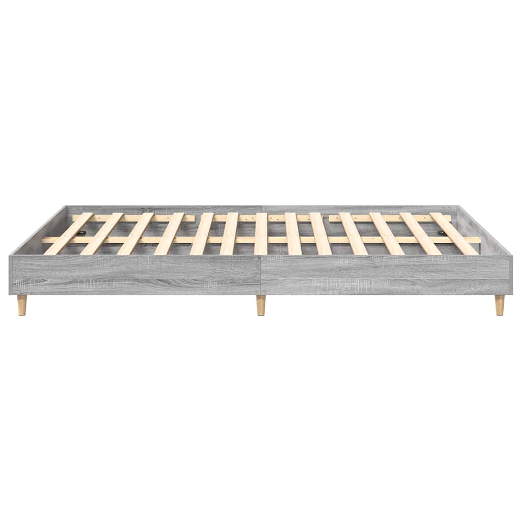 Bed Frame No Mattress Grey Sonoma 150x200 cm King Size Engineered Wood