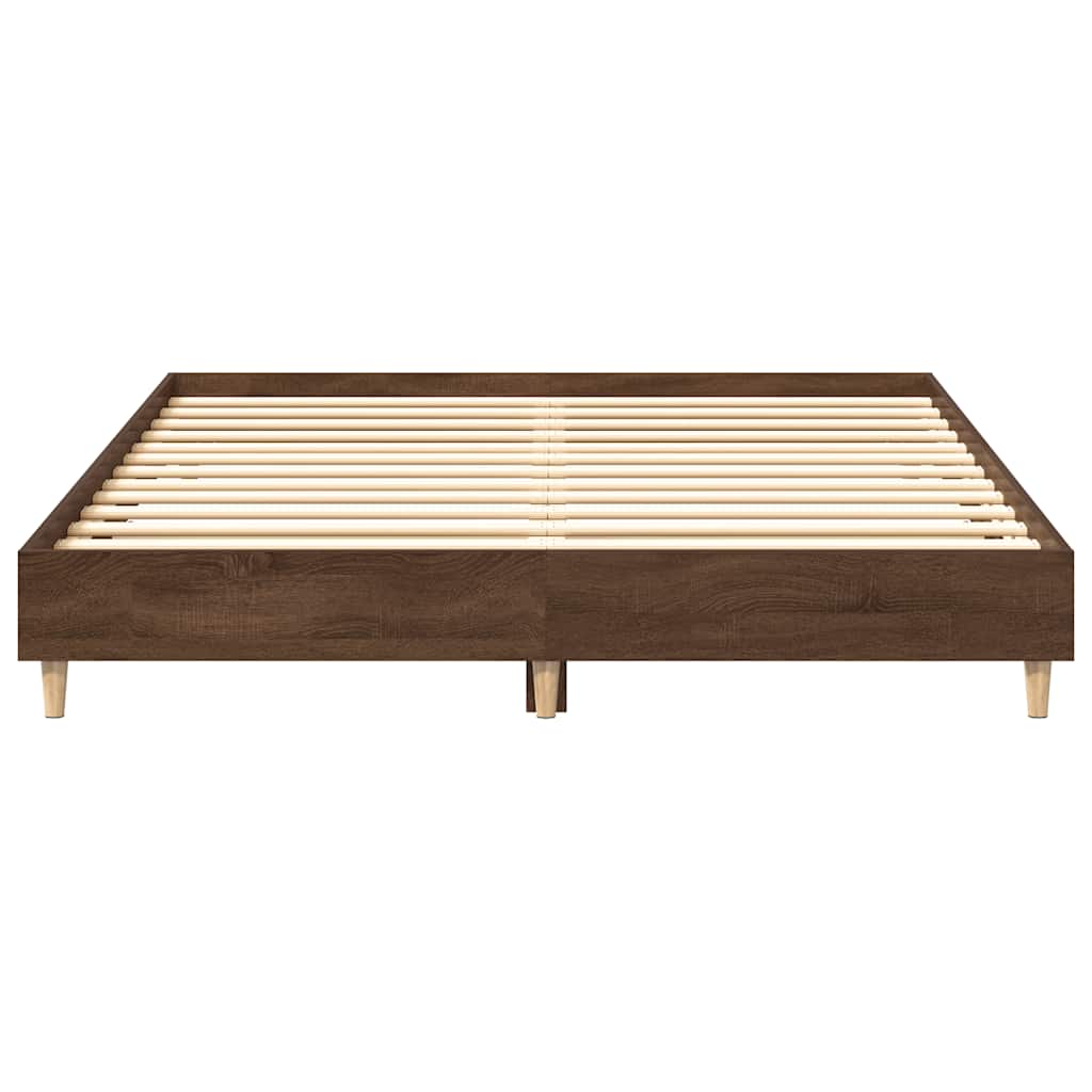 Bed Frame No Mattress Brown Oak 150x200 cm King Size Engineered Wood