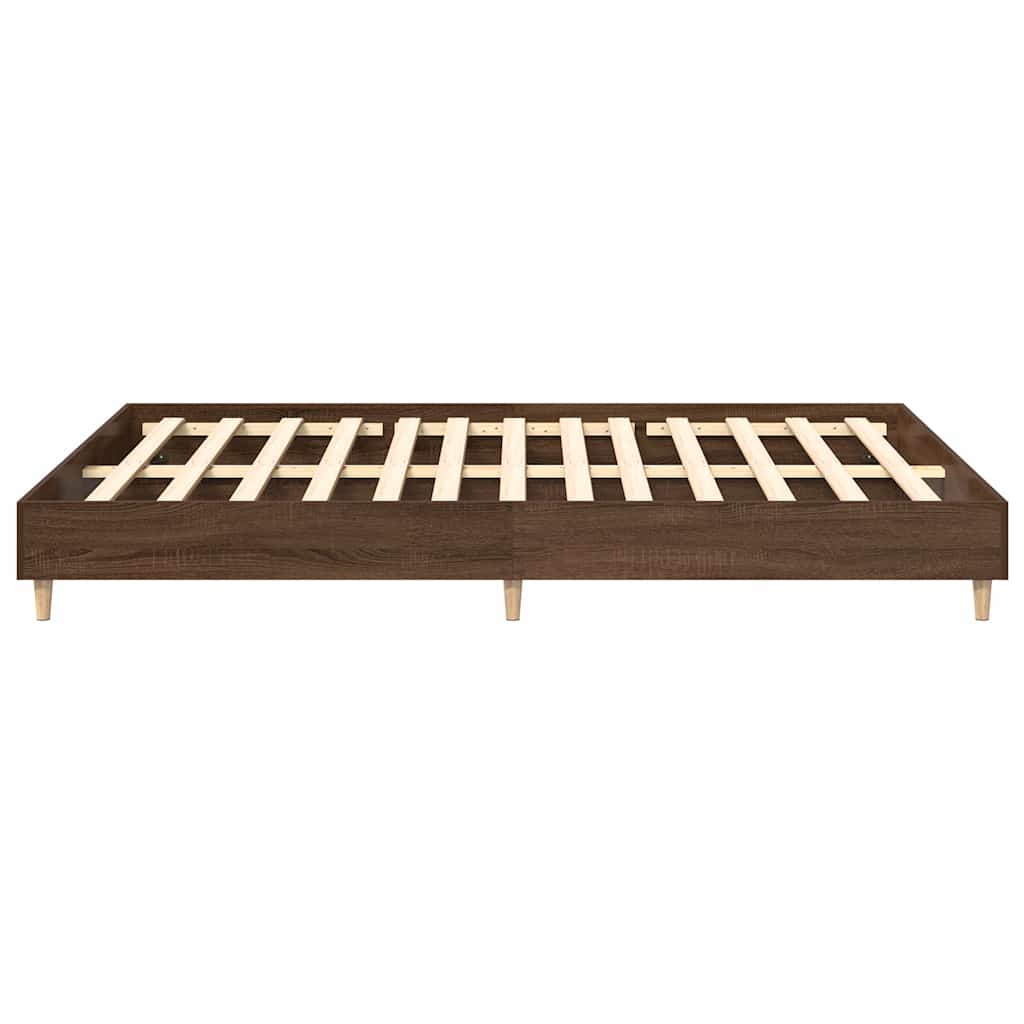 Bed Frame No Mattress Brown Oak 150x200 cm King Size Engineered Wood