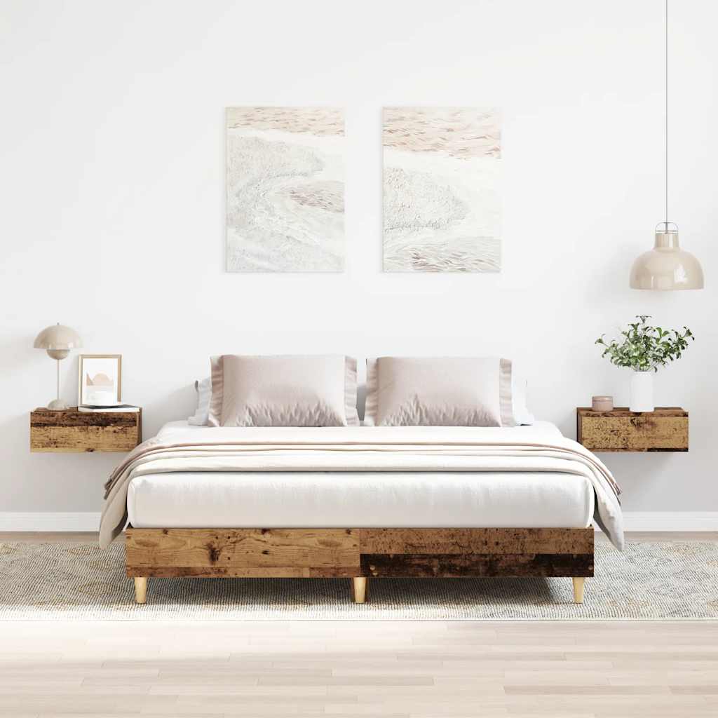 Bed Frame No Mattress Old Wood 150x200 cm King Size Engineered Wood