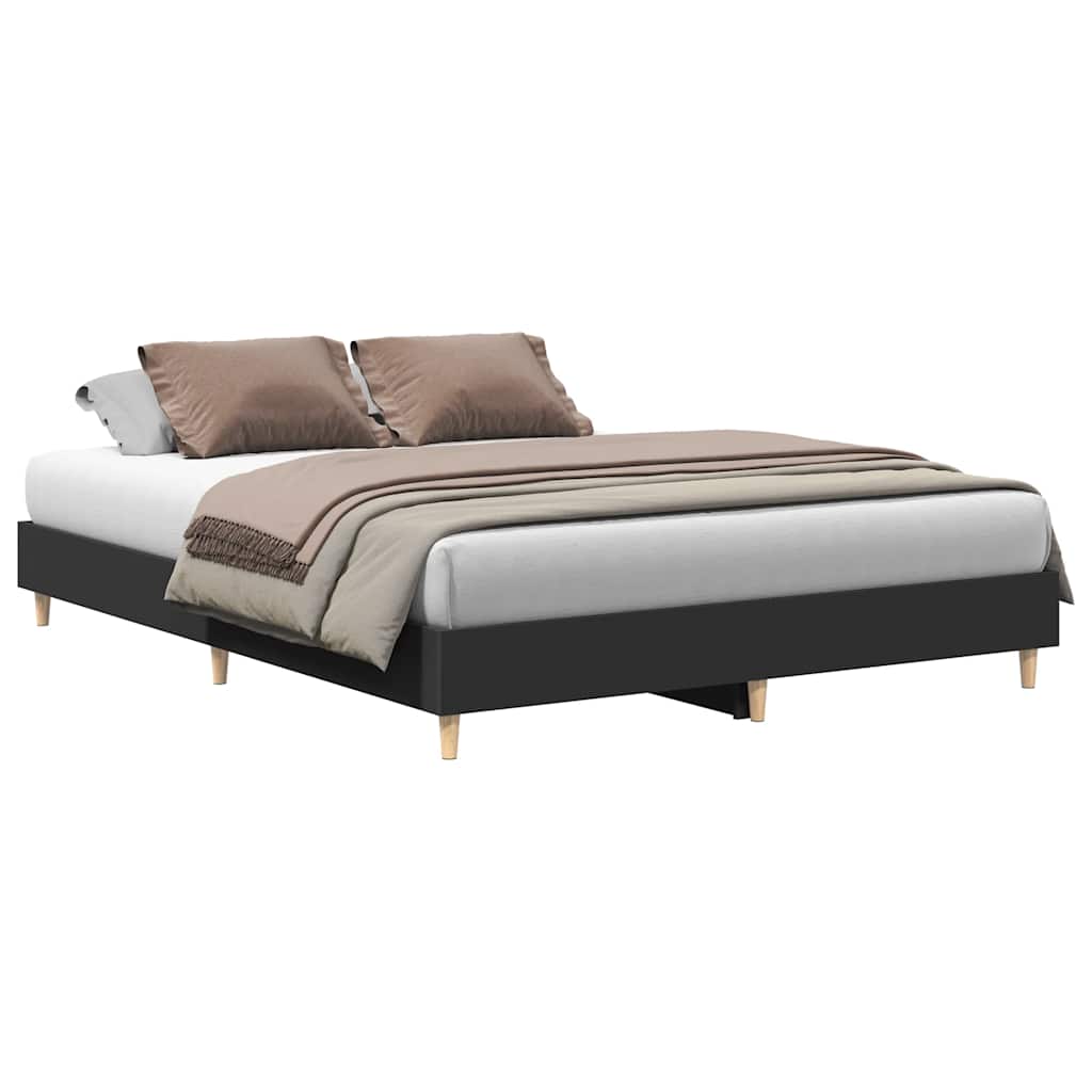 Bed Frame No Mattress Black 140x200 cm Engineered Wood