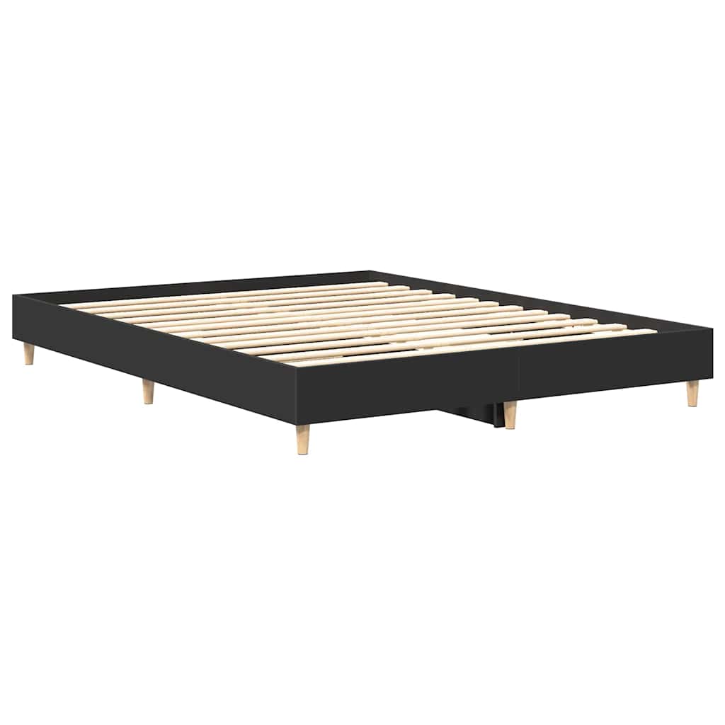 Bed Frame No Mattress Black 140x200 cm Engineered Wood