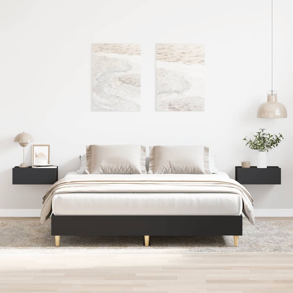 Bed Frame No Mattress Black 140x200 cm Engineered Wood