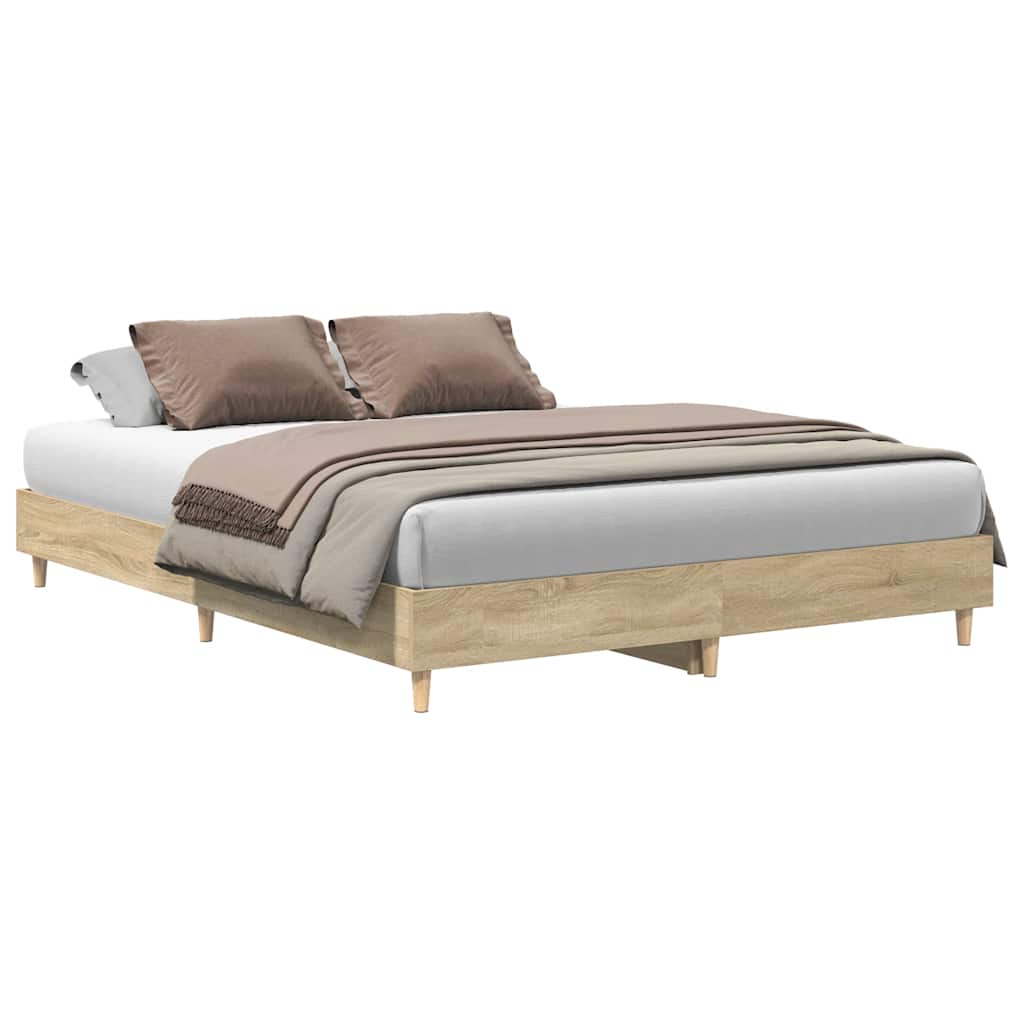 Bed Frame No Mattress Sonoma Oak 140x200 cm Engineered Wood
