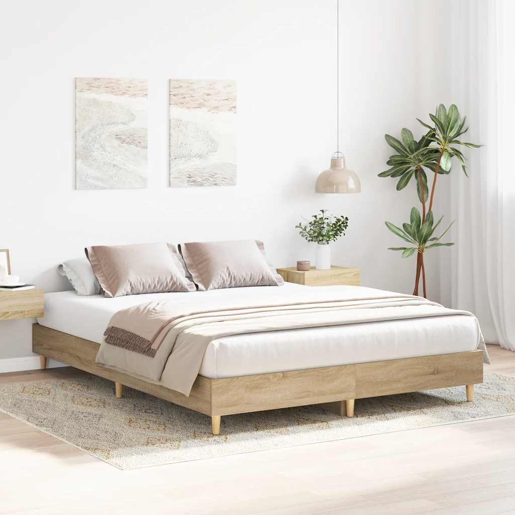Bed Frame No Mattress Sonoma Oak 140x200 cm Engineered Wood