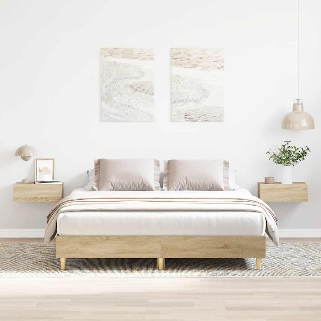 Bed Frame No Mattress Sonoma Oak 140x200 cm Engineered Wood