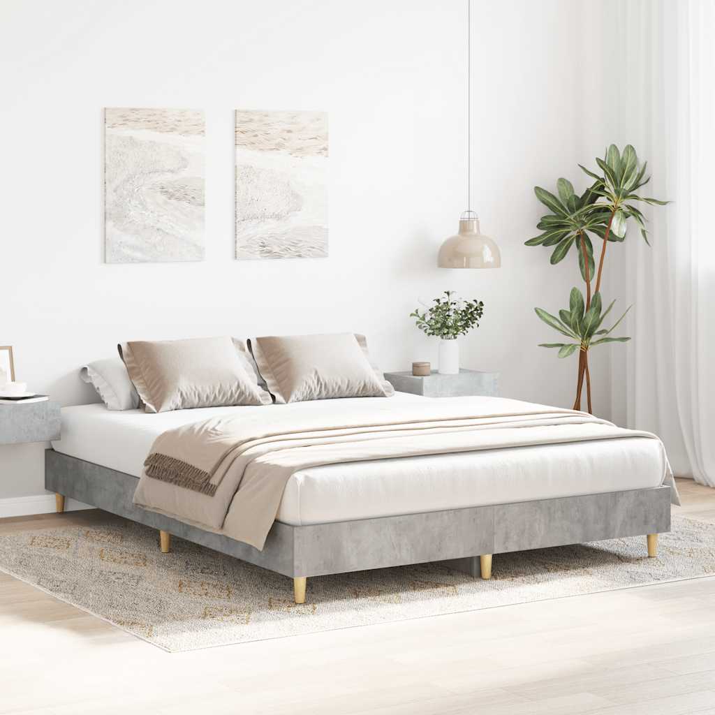 Bed Frame No Mattress Concrete Grey 140x200 cm Engineered Wood