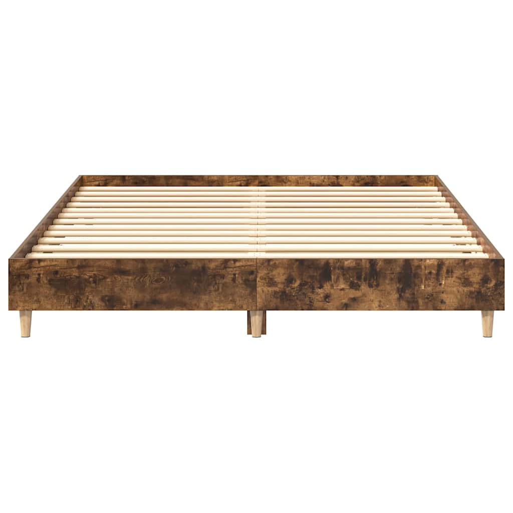 Bed Frame No Mattress Smoked Oak 140x200 cm Engineered Wood