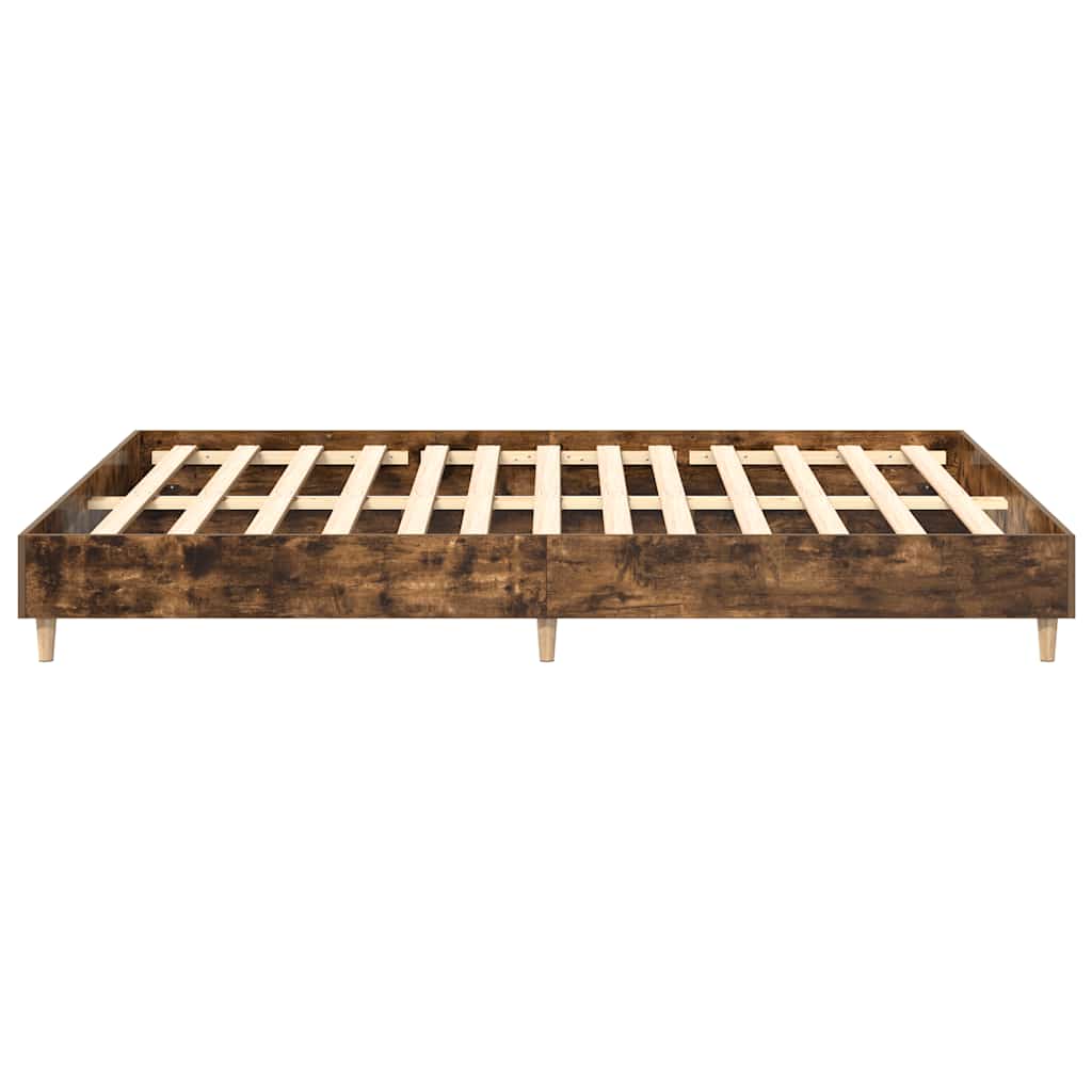 Bed Frame No Mattress Smoked Oak 140x200 cm Engineered Wood