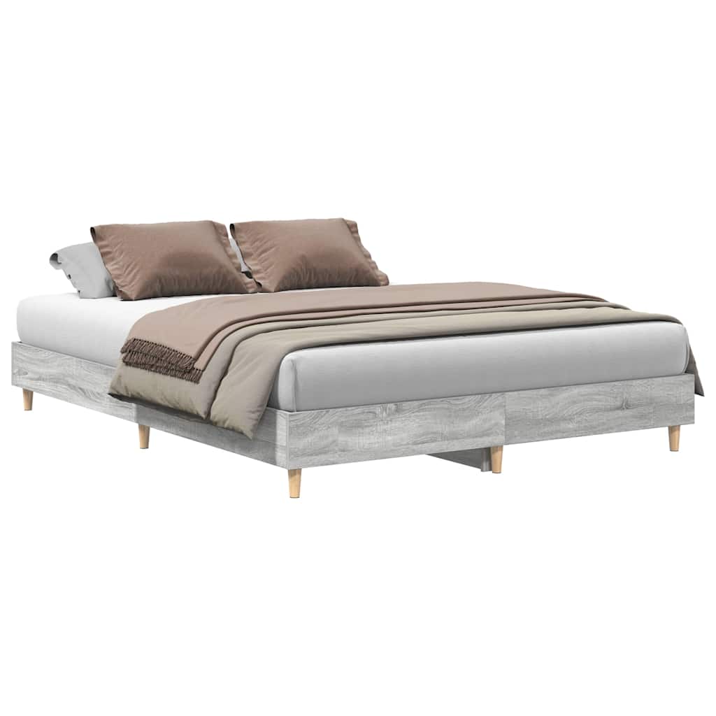 Bed Frame No Mattress Grey Sonoma 140x200 cm Engineered Wood