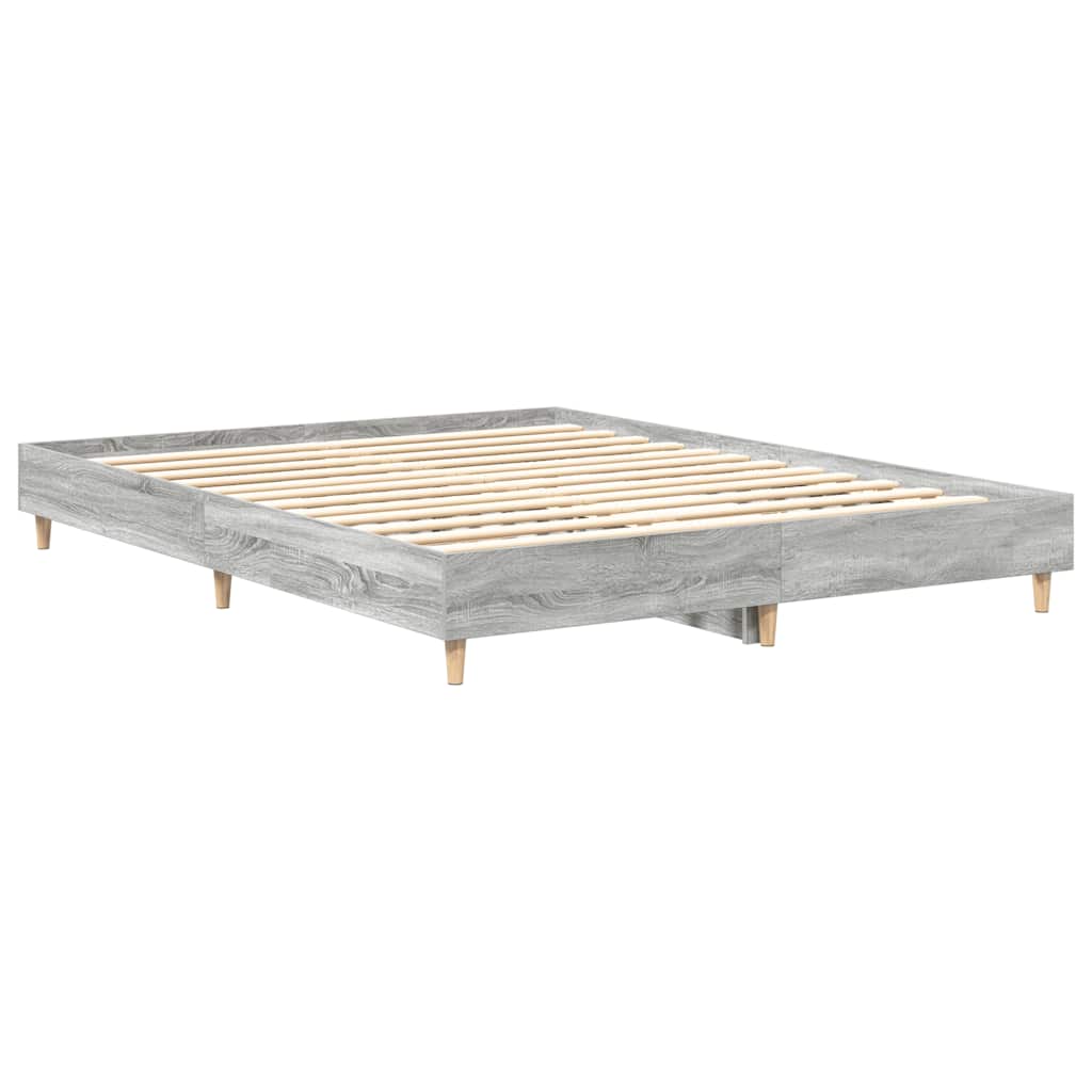 Bed Frame No Mattress Grey Sonoma 140x200 cm Engineered Wood