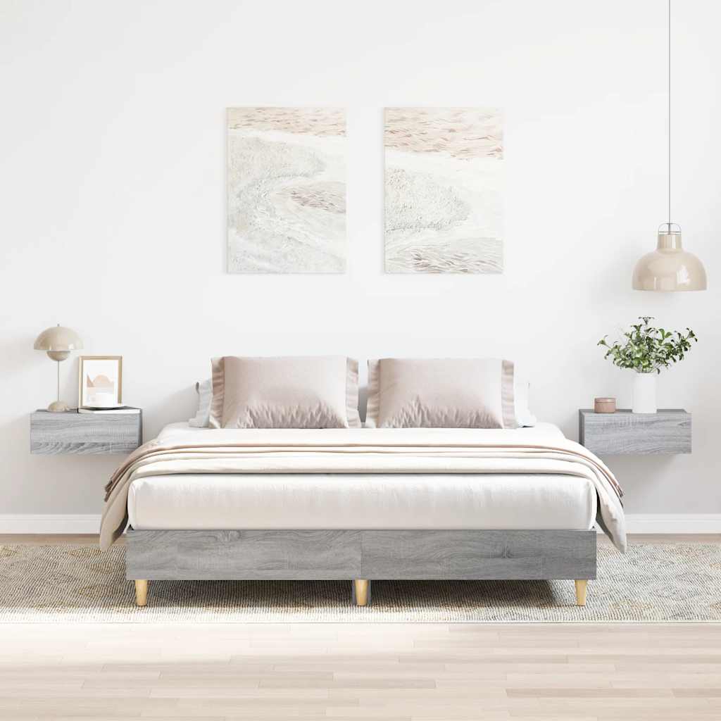Bed Frame No Mattress Grey Sonoma 140x200 cm Engineered Wood